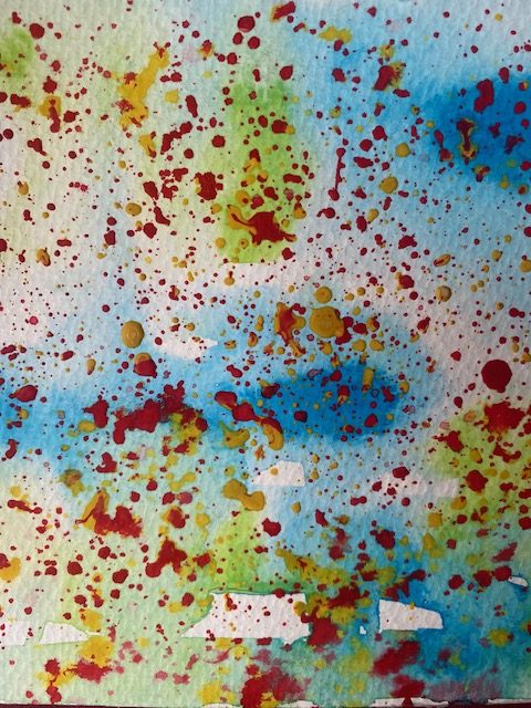 Ejercicio de color que conforman un universo. Un ejercicio de colores a partir de las gotas de un pincel.