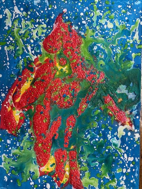 Pingüino Rey Rojo. Un abstracto de un Pingüino Rey que no sabe volar.