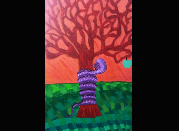 La boa atrapada en el árbol